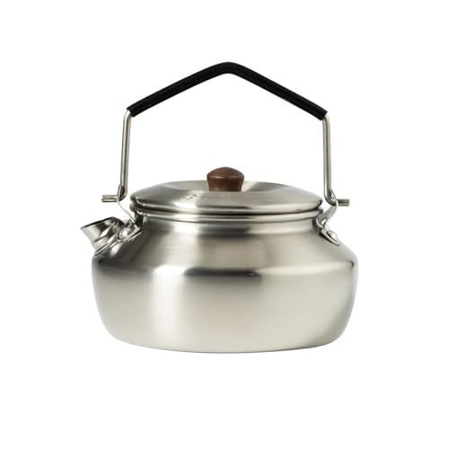 Edelstahl Camping Wasserkocher, 0.6L Kompakt Outdoor Teekocher mit Ultraleichter Silberfarbener Kaffeekanne für Indoor und Outdoor Gebrauch