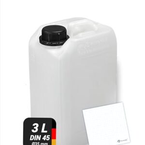 Wasserkanister 3 Liter mit eingeprägter Literskala und beschriftendem Etikett, BPA-frei und lebensmittelecht für Camping, Reisen und mehr