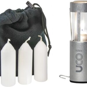 Robuste Aluminium-Kerzenlaterne mit 3 lang haltbaren Kerzen und Aufbewahrungstasche, ideal für Outdoor-Abenteuer