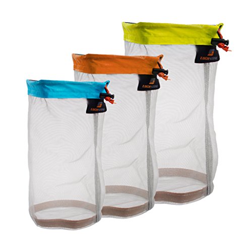 Ultraleichtes Mesh Stuff Sack Kordelzug für Outdoor-Aktivitäten, Multifilament-Nylon-Mesh, atmungsaktiv und leicht, ideal für Camping, Wandern oder Fahrradfahren, verschiedene Farben zur besseren Sichtbarkeit