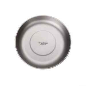 Ultraleichter Titan Camping Teller mit Aufbewahrungstasche, ideal für Reisen und Outdoor-Aktivitäten, hitzebeständig und tragbar.