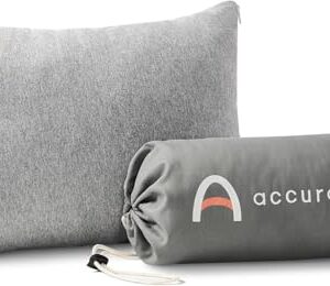 Camping-Kissen mit Memory-Foam und 100% Baumwoll-Jersey-Bezug, atmungsaktiver Bezug für angenehme Schlaftemperaturen, komprimierbares Reisekissen, grau