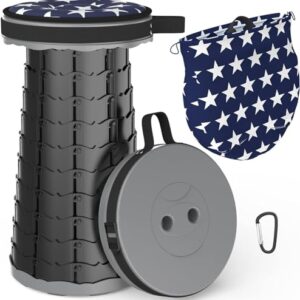 Klapphocker mit Kissen, Teleskopdesign und Tragtasche für Camping, Grillen, Angeln und Wandern. Maximal 200kg Tragfähigkeit.