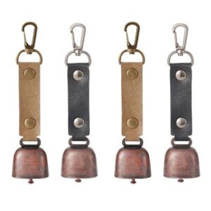 Anti Bär Glocken, 4 Stück metallene Kupferglocken für Outdoor-Wanderungen, sehr laute Tierglocken mit Instant Mute-Funktion und Magnetknopf