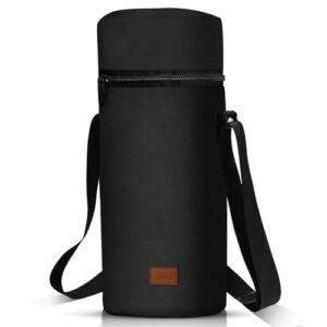 Aosbos Kühltasche für 1,5L Weinflasche - Champagner Flaschenhalter mit verstellbarem Schultergurt für Picknick, Camping und Abend in klassischem & schlichtem Stil in Schwarz