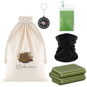 BBTO 6er Set Geschenk für Wanderer: Wasserdicht, Wetterfest Sitzkissen, Kompass, Wander Woman Wundertüte, Multifunktionstuch und Kühltuch