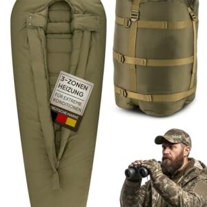 Beheizbarer Schlafsack mit 3-Stufen Heizung, XXL Winterschlafsack für extrem kalte Bedingungen bis -32.9°C, hochwertige Materialien und doppellagige Füllung