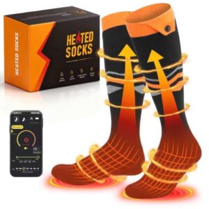 Beheizte Socken für Herren und Damen mit App-Steuerung, wiederaufladbar und perfekt für Winter-Aktivitäten wie Skifahren und Camping.