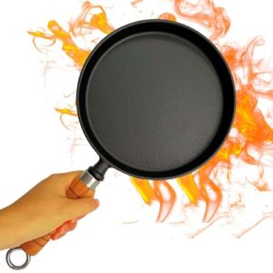 Gusseisenpfanne für Induktion und Grill, 20cm Cast Iron Pan mit Holzgriff, perfekte Wahl für jede Kochanwendung