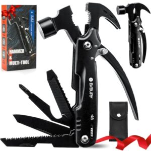 BIBURY Multitool Hammer für Männer, 12 in 1 Hammer Tools Ideengeschenk für Männer Papa Ehemann, Outdoor Campingzubehör Multi Tool für Camping, Wandern, Notfall und Überleben im Freien