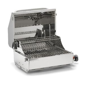 Camco Kuuma Stow N'Go 216 Elite Propan-Grill mit Thermometer und Druckknopfzünder für Camping und Gartenpartys