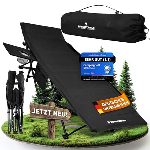 Feldbett klappbar Campingbett XXL gemĂŒtliche Campingliege, faltbar und leicht fĂŒr Outdoor-Nutzer, GĂ€stebett, Liege, Klappbett, Angel-Liege, Camping-Karpfen-Liege