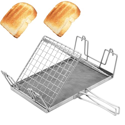 Edelstahl Camping Toaster, Faltbarer Grillkorb für Brot mit hitzebeständigem Design und Toast-Racks. Ideal für Outdoor-Aktivitäten.