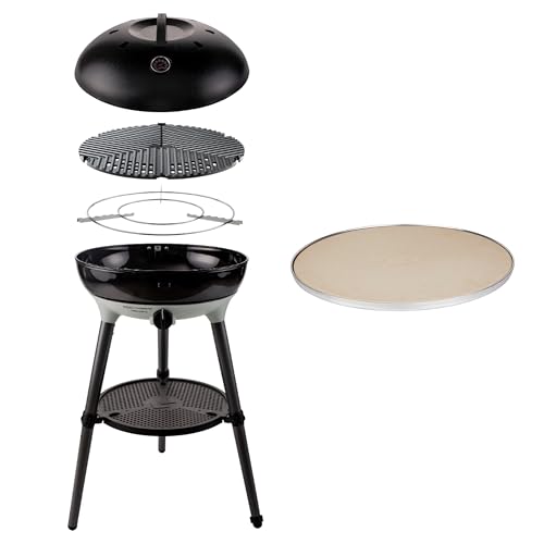 Tragbarer Grill mit automatischer Zündung und Pizzastein für Camping und Grillzubehör, perfekt für BBQ-Partys im Freien