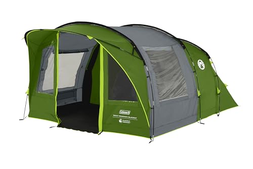Coleman Rocky Mountain 5 Blackout Zelt, 5-Personen-Familien-Tunnelzelt mit 2 abgedunkelten Schlafkabinen und Wohnbereich, wasserdicht, für Camping und Outdoor-Abenteuer