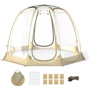 Transparentes PVC Zelt, Pop-Up Bubble Zelt, 265 x 265 cm, wasserfest für 5-6 Personen, tragbares Campingzelt für Garten, Terrasse oder Hinterhof