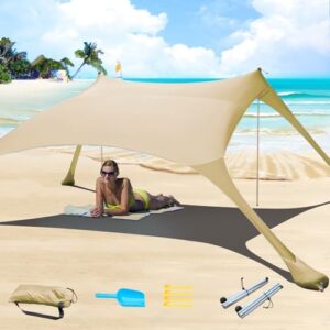 Strandzelt mit Pop-Up-Design, 2x2,1 m groß, LSF 50, Lycra-Gewebe, Sonnenschutz und Anti-Wind-Funktion für den Außenbereich