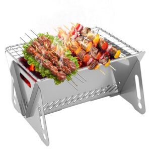 portabler Klappgrill aus Edelstahl für 1-2 Personen, geeignet für Außenbereich, Garten und andere Orte