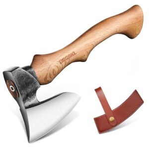 Campingaxt aus Kohlenstoffstahl mit ergonomischem Eschenholzgriff, ideal für Outdoor-Einsatz und Gartenarbeit