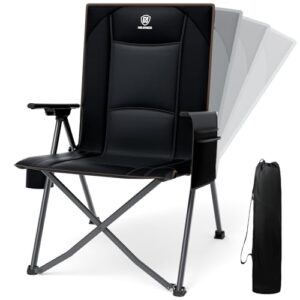 Campingstuhl mit verstellbarer Rückenlehne, Klappstuhl für Camping und Garten, 160KG belastbar, Komfortabel und stabil, Praktische Funktionen wie Seitentasche und Getränkehalter
