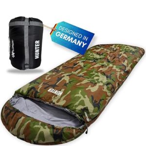 Deckenschlafsack mit 350GSM, -18°C Wetterbeständigkeit, Tarn-Camouflage-BW, XXL Größe, ideal für Camping, Angeln und Outdoor-Aktivitäten