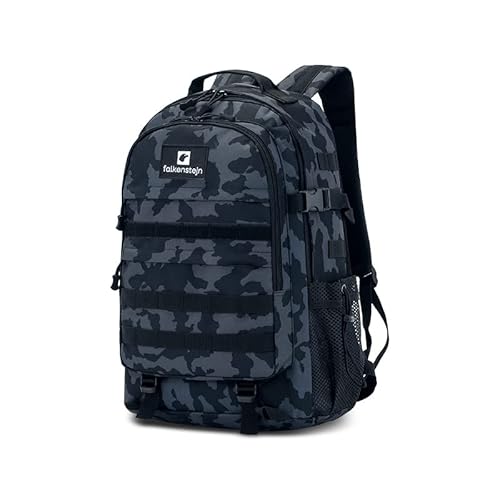 FALKENSTEJN Rucksack für Freizeit und Outdoor-Aktivitäten, Schule und Arbeit, Multifunktions-Rucksack in Nacht-Kamouflage-Design (35L/40L)