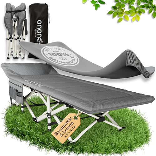 Feldbett klappbar mit Matratze, Campingliege für Erwachsene, Hochwertige Bettmaterial, 190x70cm, bis 200KG