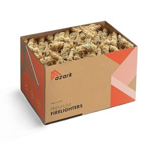 Premium Feueranzünder aus Naturholz, umweltfreundlich, Holzkohleanzünder, Holzwolle Feuerstarter für Grill, Pizzaöfen & Smoker sauber, sicher und geruchsneutral, 200 Stück, Holz