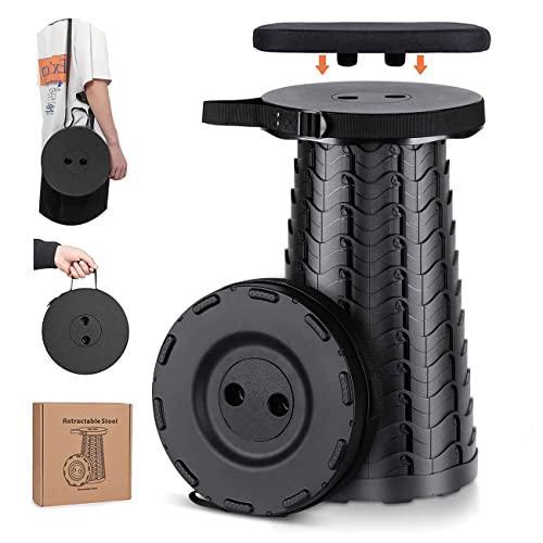 Tragbarer Klapphocker mit Sitzkissen für Outdoor-Camping, angeln, BBQ und Drinnen-Küche - Belastung 180 kg - Schwarz