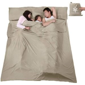 Hüttenschlafsack, Schlafsack Inlett, Sommerschlafsack, Reiseschlafsack dünn leicht & kompakt für Hostels, Berghütten, Jugendherbergen und Outdoor-Aktivitäten