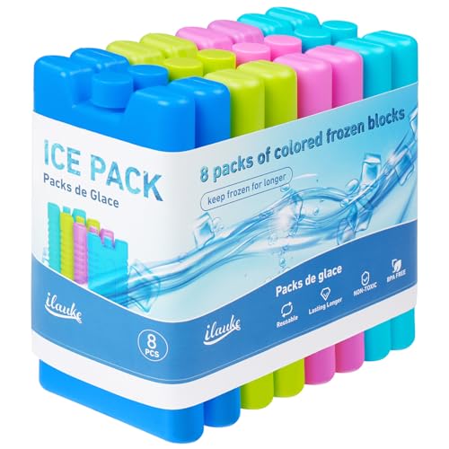 Ilauke 8 Kühlakkus Kühltasche, 200ML Kühl-Akkus für Lebensmittel und Brotdose in 4 Farben - praktische Kühlung für Outdoor-Aktivitäten wie Wandern, Camping oder Angeln