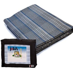 Vorzeltteppich Outdoor Markisenteppich Zeltboden Camping Matte 500 g/m² Angenehm Weich Atmungsaktiv Waschmaschinenfest Schimmelfrei rutschfest UV-Stabilisiert mit Tragetasche 250x350 Blau