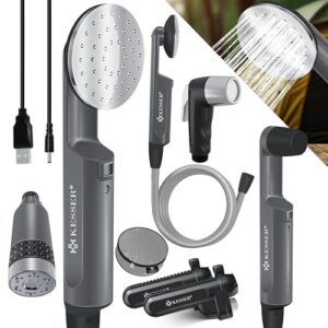 Camping-Dusche mit Akku und Handbrause, ideal für Camping, Garten, Auto und Outdoor, inkl. Tragetasche, Anthrazit/Schwarz
