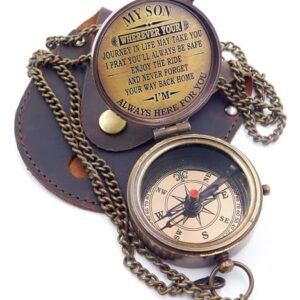 Religiöses Geschenk für Sohn, Messingkompass mit inspirierendem Spruch, ideales Andenken für Männer und Frauen, perfekt geeignet als Abschlussgeschenk oder Geburtstagsgeschenk