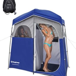 KingCamp Unisex-Erwachsene Übergröße Outdoor Duschzelt für Camping und Strandausflüge, Blau/Grau, 2 Zimmer