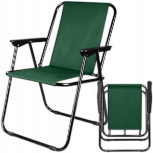 Faltbarer Campingstuhl aus Stahlrahmen, grün, für Außenbereich, bis 100 kg Tragfähigkeit