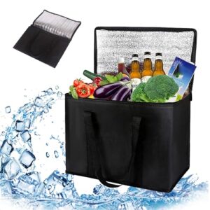 Kühltasche Groß Faltbar, 35L Thermotasche Picknicktasche Kühltasche Gross Auto Eistasche, Lunch Tasche, Kühlbox für Picknick (schwarz)