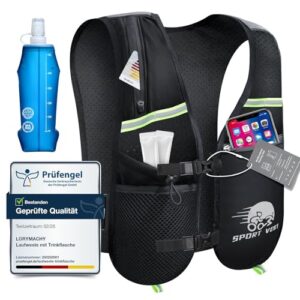 Laufweste für Damen und Herren - Ultraleichter Running-Vest mit 500ml Trinkflasche, atmungsaktiv, verstellbar und reflektierend. Ideal für Laufen, Wandern, Radfahren.