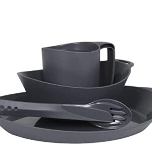 Wiederverwendbares 4-teiliges Geschirr Set aus lebensmittelechtem Kunststoff für Camping, Reisen und Outdoor-Aktivitäten