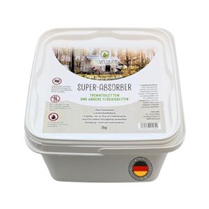 Hochleistungsabsorber für alle Flüssigkeiten, extra saugstark und wiederverwendbar, ideal für Camping-Toilette, Wohnwagen, Haushalt, Party & Festivals