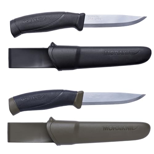 Morakniv Outdoor Messer 2-Pack mit feststehender Klinge aus schwerem Stahl, ideal für Camping und Jagd