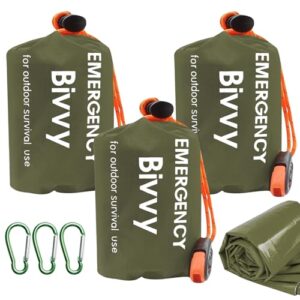 Notfall Schlafsack mit Signalpfeife, Wasserdicht Notfalldecke und Rettungszelt für Outdoor, Ultraleicht und Kälteschutz in Grün