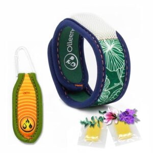 Effektiver Moskito-Insektenschutz Armband aus Neopren - Grün, Orange Anhänger für Sommerabende und Urlaubstage