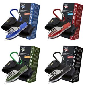 OUTDOOR FREAKZ Campingbesteck, Klapp-Besteck aus Edelstahl mit Gürteltasche, 4-teilig