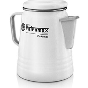Petromax Perkolator, weiße Kaffeekanne für verschiedene Herdarten und offenes Feuer mit Perkolatorprinzip, 1,5 Liter Fassungsvermögen