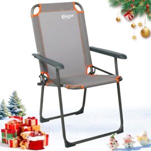 Campingstuhl, faltbar, klappbar, hochfest, stabil, belastbar bis 150kg, leicht, angelstuhl, strandstuhl, hohe Rückenlehne für Outdoor, Garten, Festival