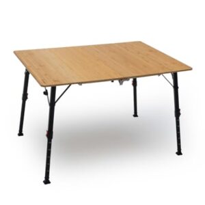 Campingtisch mit Bambus-Tischplatte, klappbar und höhenverstellbar, ideal für kleine bis mittelgroße Familien oder Gruppen, perfekter Begleiter für Abenteuer und Outdoor-Aktivitäten.