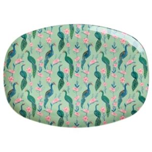 Melamin Teller Tablet mit Pfau-Motiv, grün, BPA-frei, wiederverwendbar, kindergeschirr für Camping und Picknick