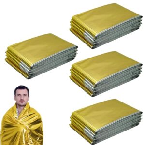 Vier goldene und silberne Rettungsdecken, ideal für Notfall-Kits oder Outdoor-Aktivitäten. Wärmedeckung bei verschiedenen Wetterbedingungen. Erstklassige Qualität und Sicherheit.