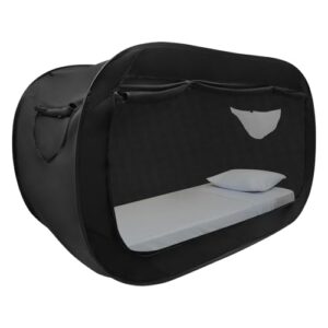 Schwarz Pop Up Bett-Zelt, Büro-Camping-Schlafzelte Faltbares Atmungsaktives Schlafzelt für Erwachsene oder Kinder 190 * 90 * 100cm